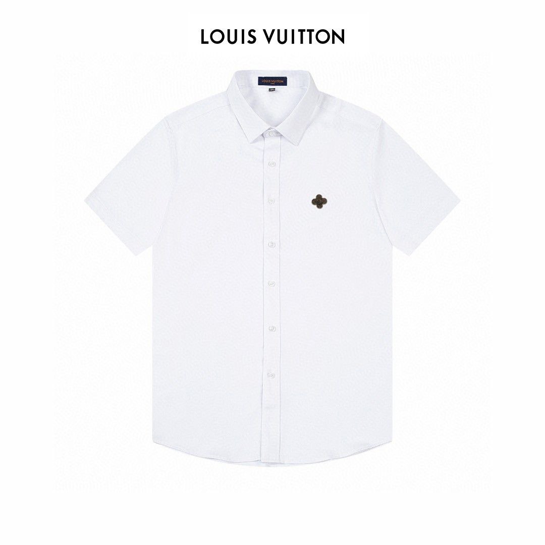 Louis Vuitton LV embroidered logo design, high-quality short sleeved shirt, full of luxury, pure cotton bamboo fiber fabric, unisex, couple's style