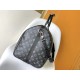 Louis Vuitton's LV latest model, a classic iconic black grey canvas travel bag, made of cut canvas