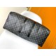 Louis Vuitton's LV latest model, a classic iconic black grey canvas travel bag, made of cut canvas