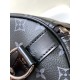 Louis Vuitton's LV latest model, a classic iconic black grey canvas travel bag, made of cut canvas