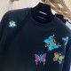 Louis Vuitton, LV's high-quality new high-density embroidered butterfly pattern round neck hoodie, embroidered with imported Tajima embroidery machine at the front and back, smooth to the touch, loose and casual