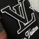 Louis Vuitton, LV soft space cotton, black and gray stitched letter embroidered logo, fashionable and versatile round neck sweatshirt with long sleeves, exquisite craftsmanship fabric