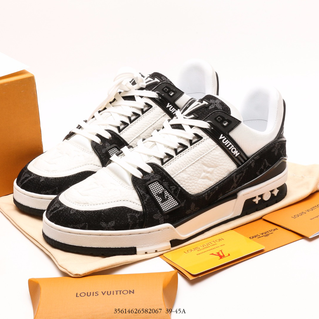 Louis Vuitton LV Trainer official website limited edition retro basketball series sports shoes，With counter packaging box