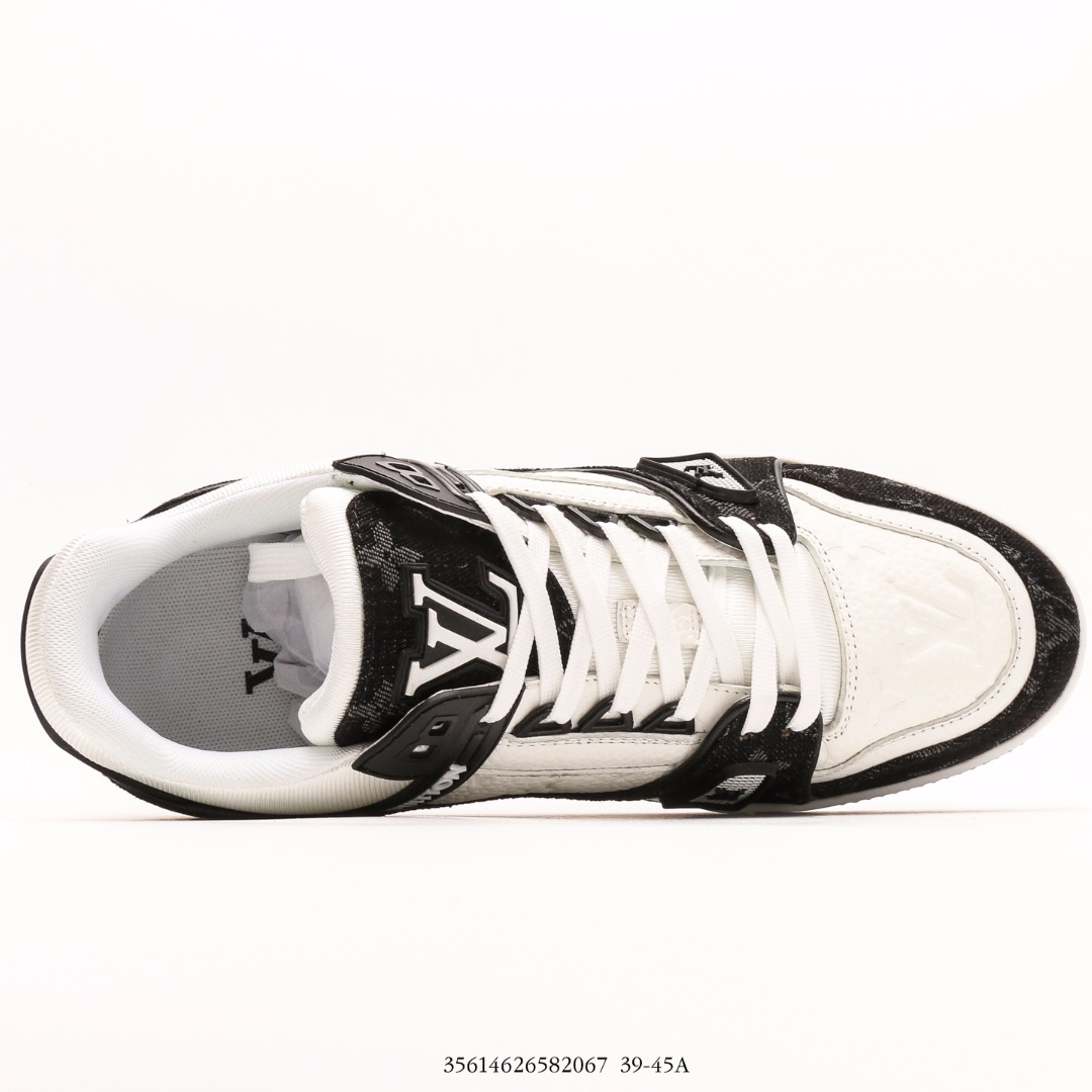 Louis Vuitton LV Trainer official website limited edition retro basketball series sports shoes，With counter packaging box