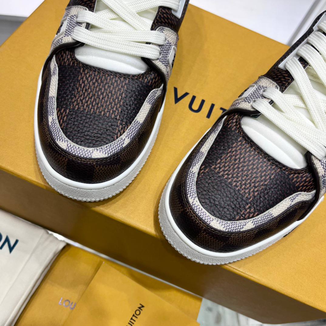 Louis Vuitton LV Trainer official website limited edition retro basketball series sports shoes，With counter packaging box