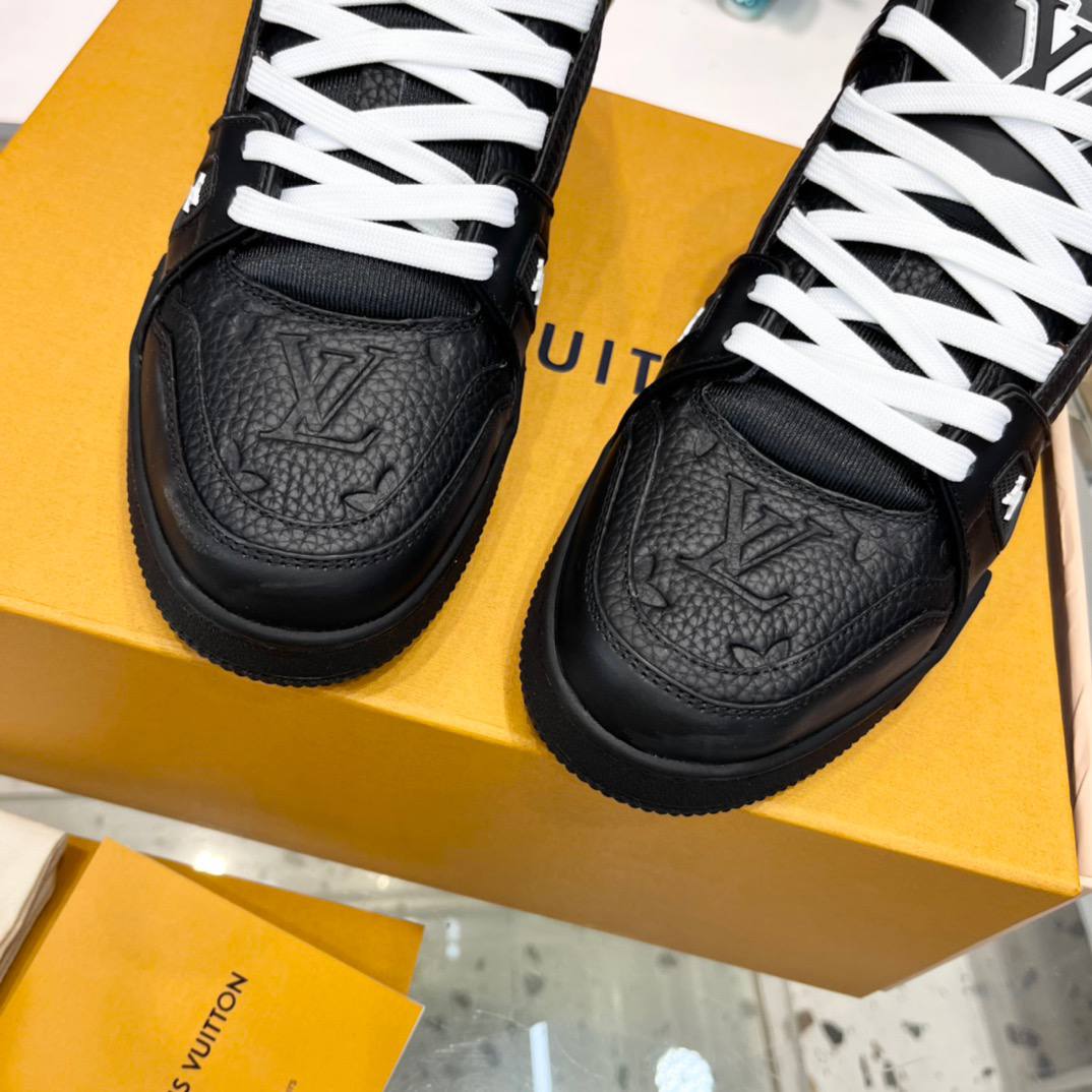 Louis Vuitton LV Trainer official website limited edition retro basketball series sports shoes，With counter packaging box