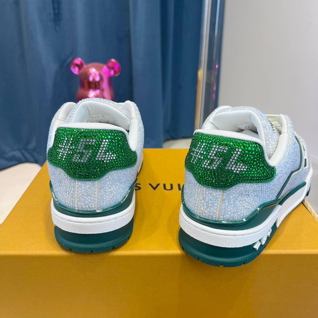 Louis Vuitton LV Trainer Official Website Limited Edition with Diamond, Particle, Sports Shoes, Counter Packaging Box