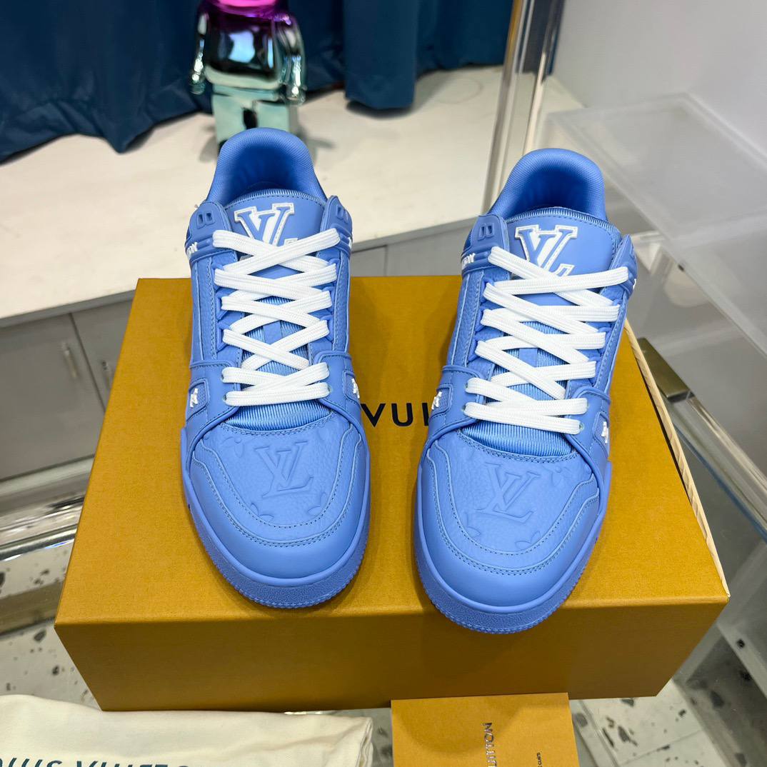 Louis Vuitton LV Trainer official website limited edition retro basketball series sports shoes，With counter packaging box