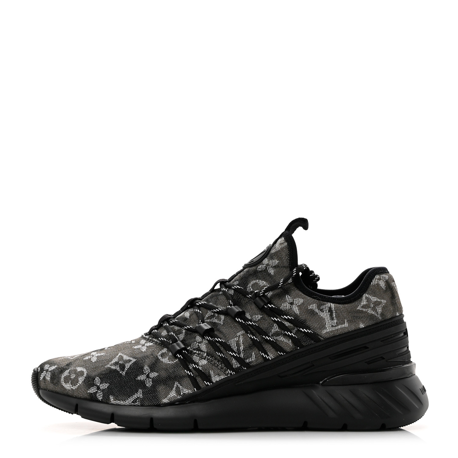 LOUIS VUITTON Denim Rubber Monogram Tie Dye Mens Fastlane Low Sneakers 8.5 Black