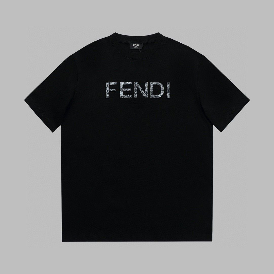 FENDI New High Quality Cotton Round Neck Men's Short sleeved T-shirt