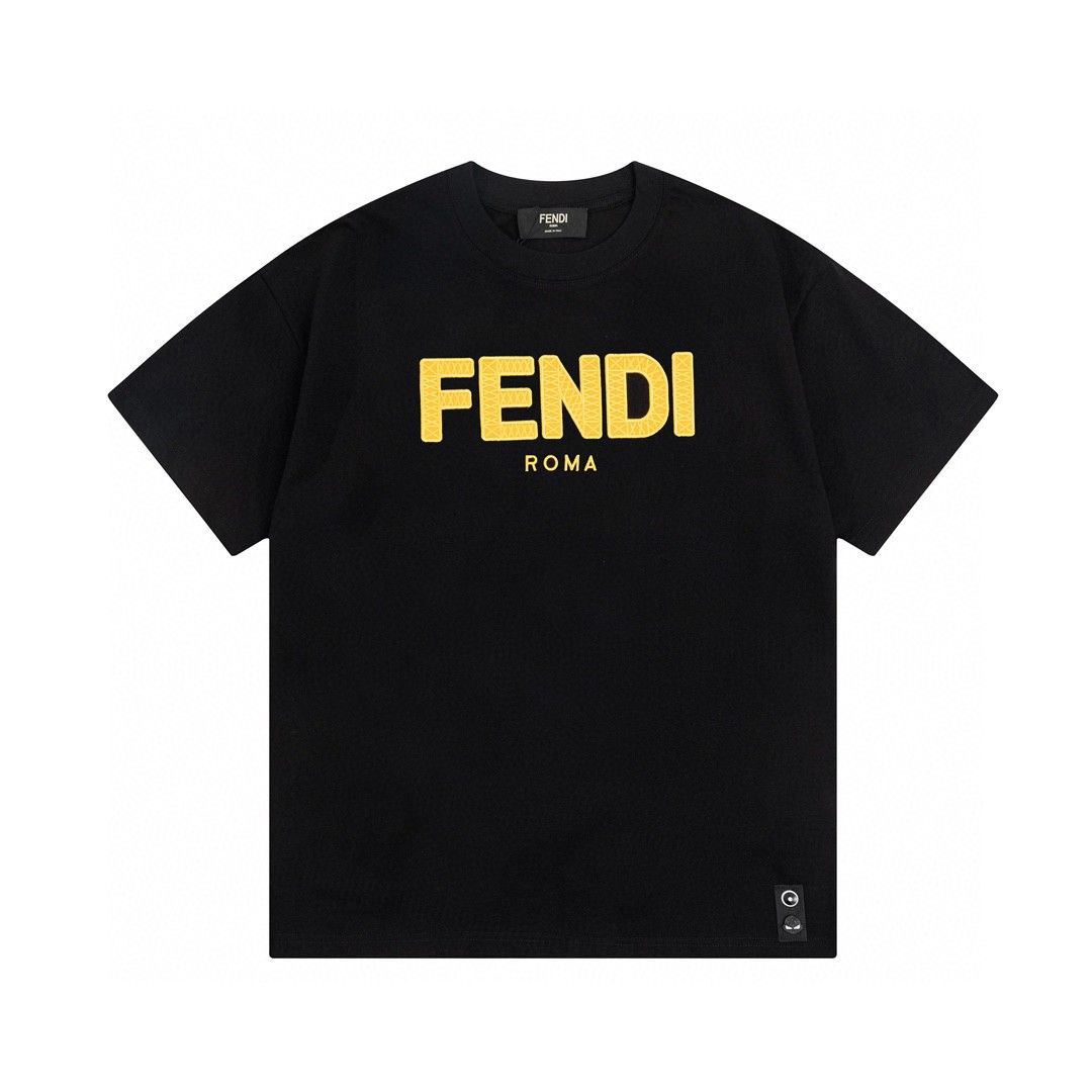 FENDI New High Quality Cotton Round Neck Men's Short sleeved T-shirt