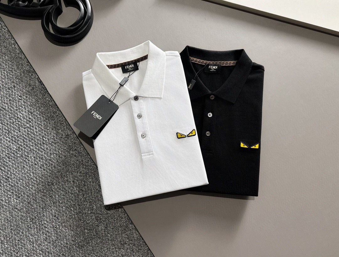 FENDI new original high-quality polo shirt, embroidered men's short sleeved T-shirt