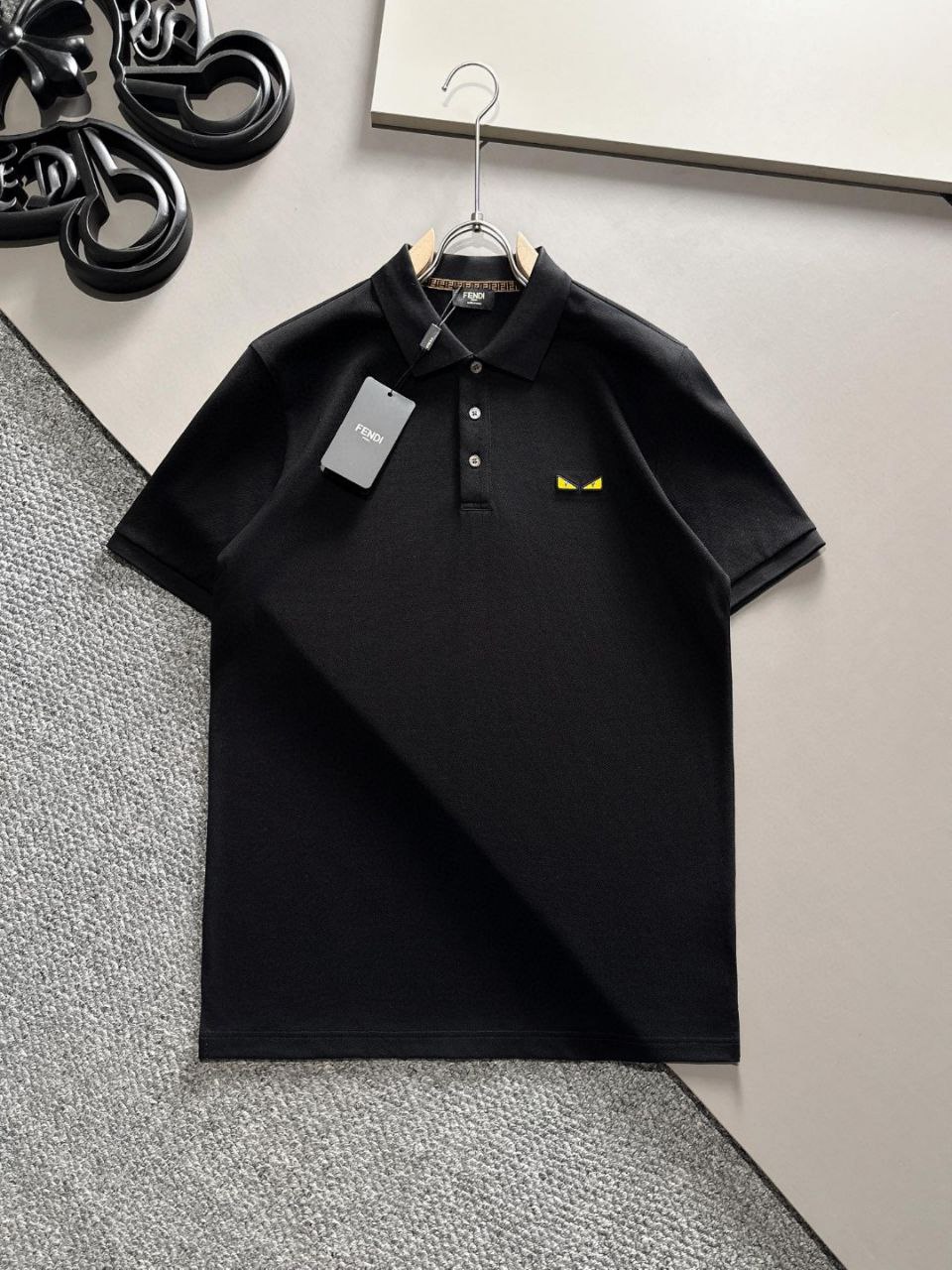 FENDI new original high-quality polo shirt, embroidered men's short sleeved T-shirt