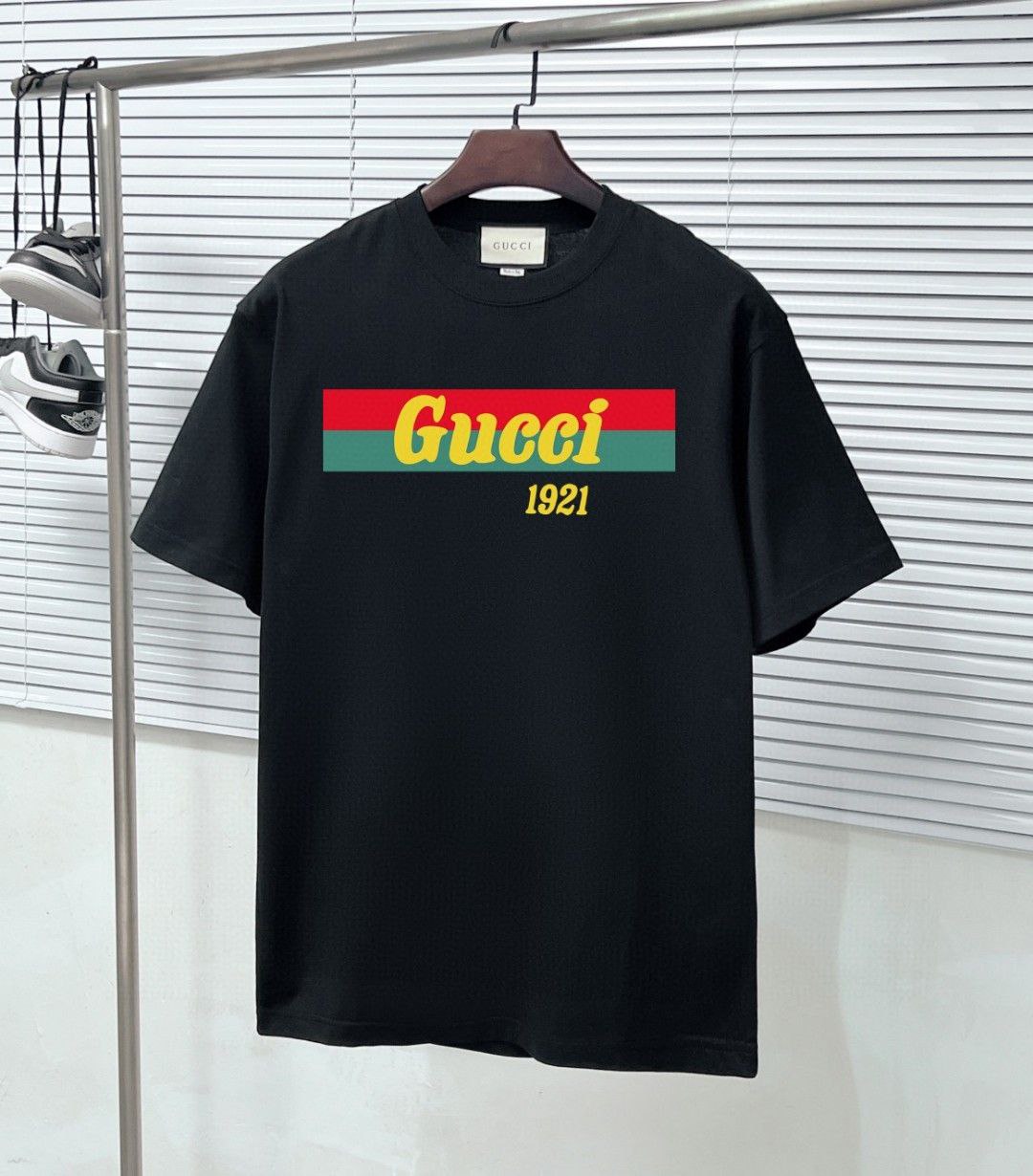 GUCCI 24ss master personally designed trendy brand new printed round neck short sleeved T-shirt, unisex，Couple style