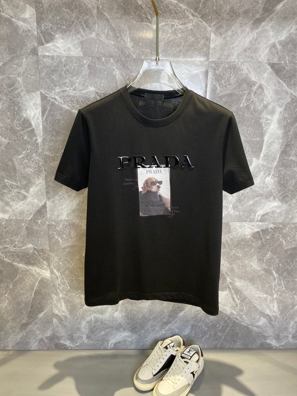 Prada Summer's new counter original series high-end elegant men's top casual business short sleeved round neck T-shirt