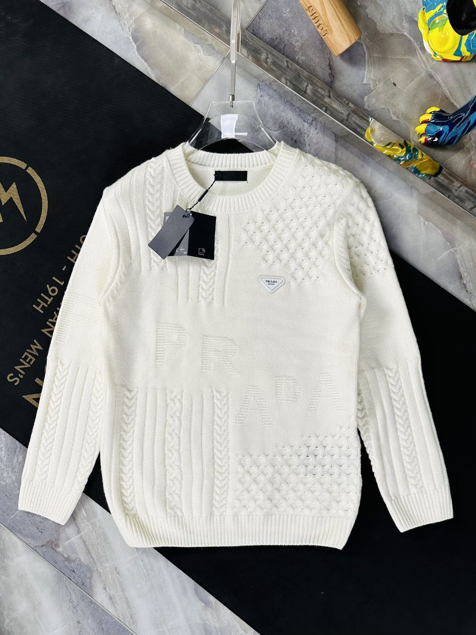 Prada Autumn/Winter New Men's Fashion Brand Cotton Wool Base Sweater, Sweater