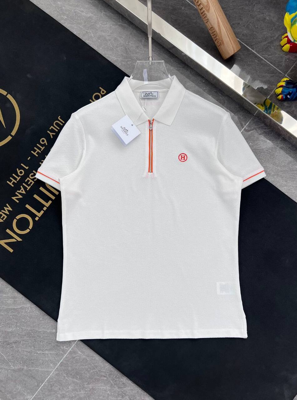 Hermes summer new embroidered polo shirt, classic and comfortable short sleeved