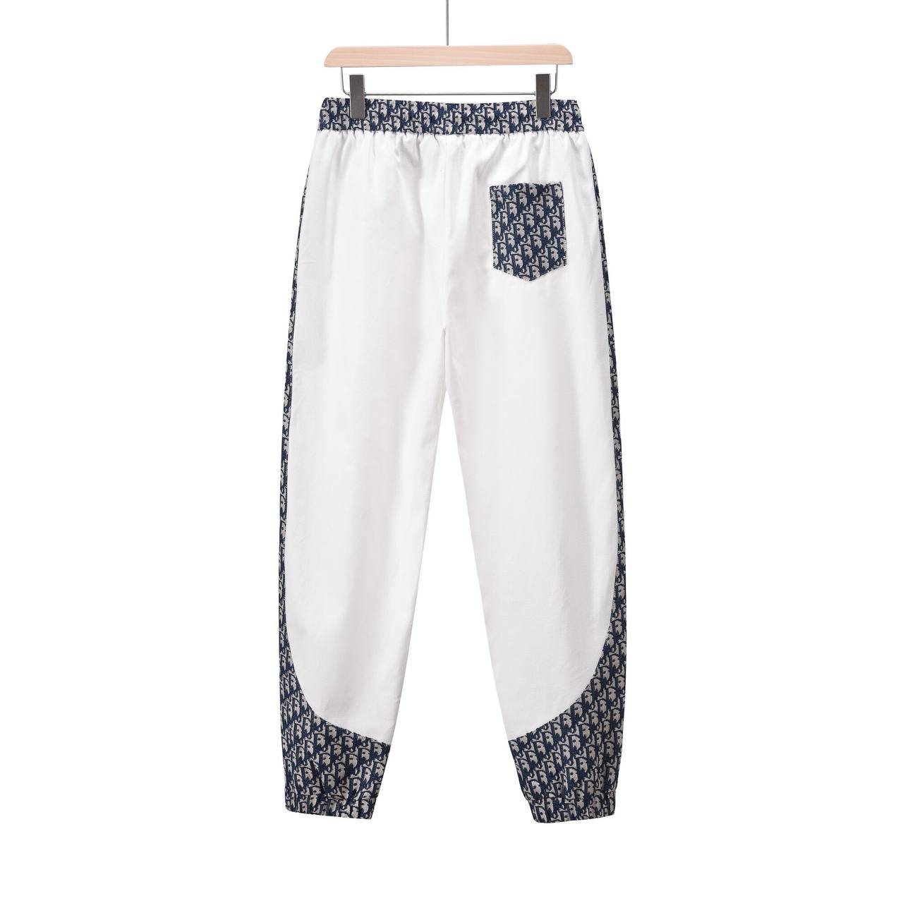 Dior men's sports casual pants, white classic embroidery style