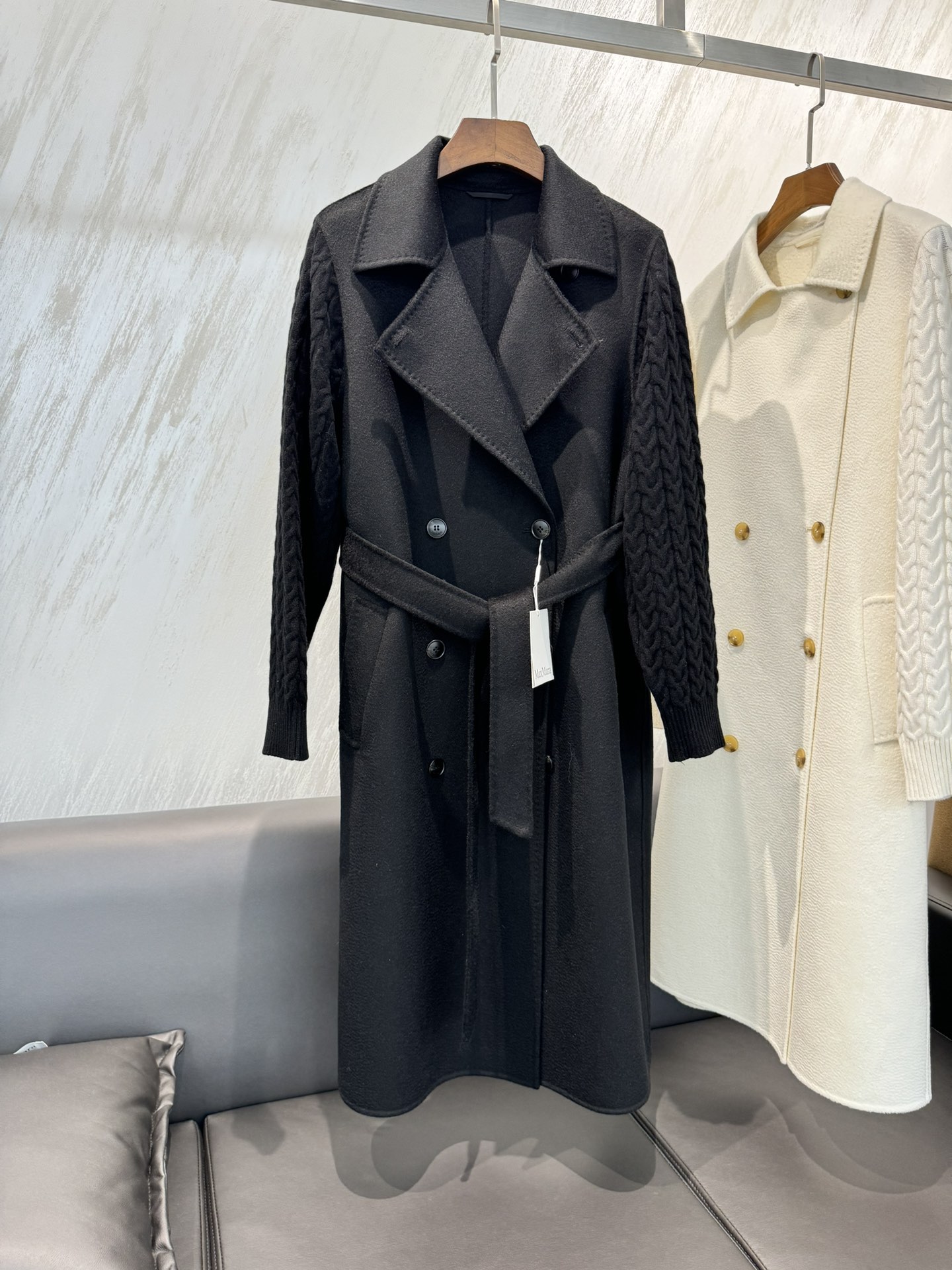 MaxMara high-end women's cashmere coat, long coat R220