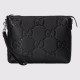 Gucci Double G Medium Postman Bag, Crafted with Black Double G Leather Craftsmanship, Complete Packaging Box, Invoice