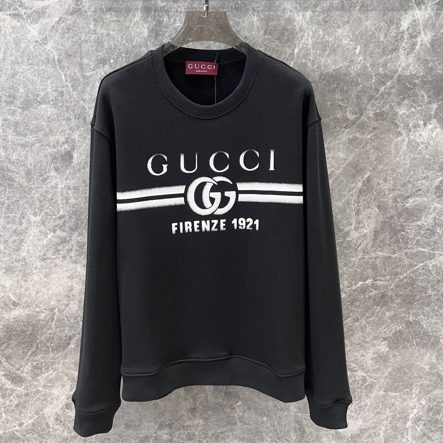 Gucci, new striped GG logo printed round neck sweatshirt, high-quality pure cotton sweatshirt fabric, soft and comfortable to the touch, super easy to wear, loose fit