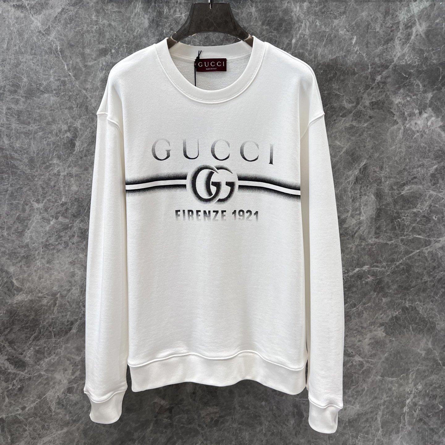 Gucci, new striped GG logo printed round neck sweatshirt, high-quality pure cotton sweatshirt fabric, soft and comfortable to the touch, super easy to wear, loose fit