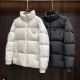 Prada new stand up collar design down jacket is made of glossy nylon fabric, filled with comfortable goose down and feathers. Presenting a loose fit, European and American fashion brand down jacket, made of top-grade original imported fabric