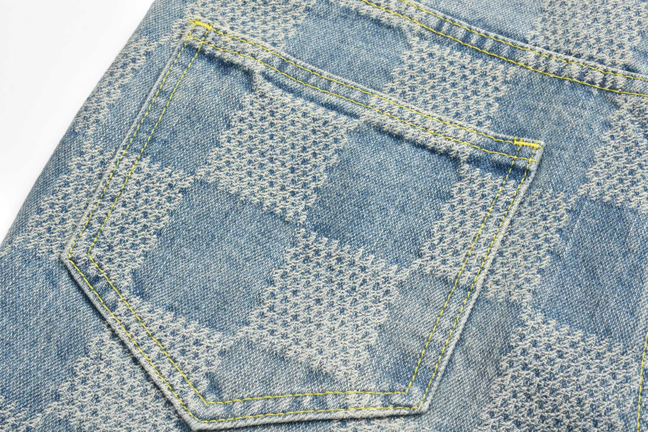 Louis Vuitton jeans, denim jacket, set, optional, checkerboard micro flared pants woven with coarse twill fabric, retro effect, flared pants design R350