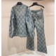 Louis Vuitton jeans, denim jacket, set, optional, checkerboard micro flared pants woven with coarse twill fabric, retro effect, flared pants design R350