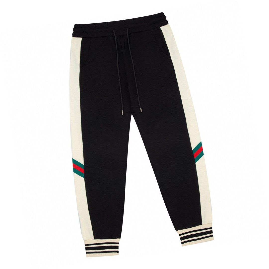 Gucci GG Embroidered Striped Color blocked Pants, with contrasting stripes on both sides of the pant legs and washed looped cotton fabric, versatile and fashionable, suitable for both men and women