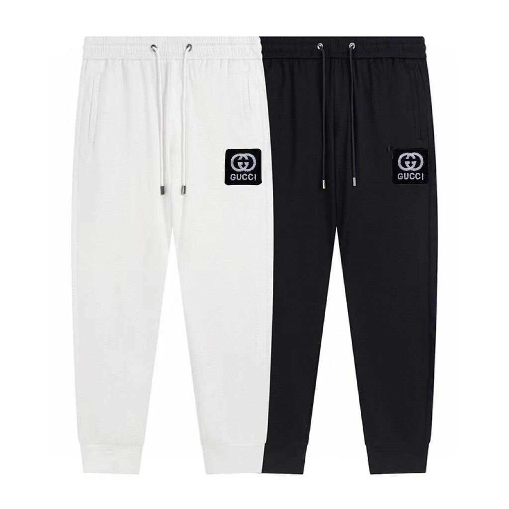 Gucci sport casual elastic waistband sweatpants, embroidered logo, imported soft and delicate selected woven fabric, comfortable and soft, delicate, firm and breathable, perfect slimming and cutting style