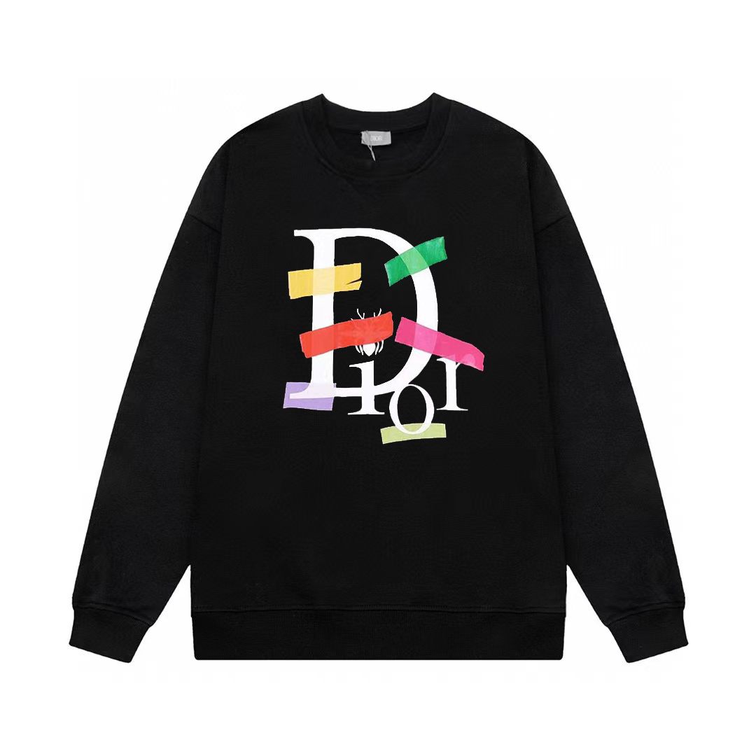 Dior's new colored letter pattern hoodie, available in black and white, comes with a full set of packaging boxes