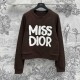 Dior's new printed letter pattern, coffee colored short hoodie, fashionable and easy to match