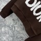 Dior's new printed letter pattern, coffee colored short hoodie, fashionable and easy to match