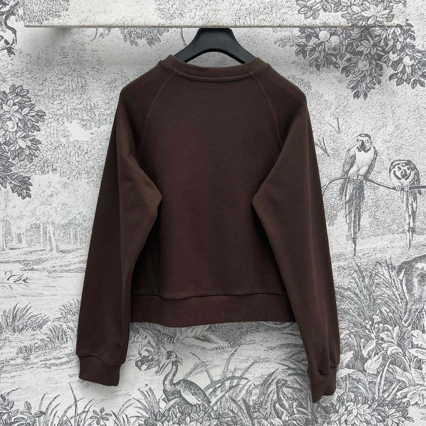 Dior's new printed letter pattern, coffee colored short hoodie, fashionable and easy to match