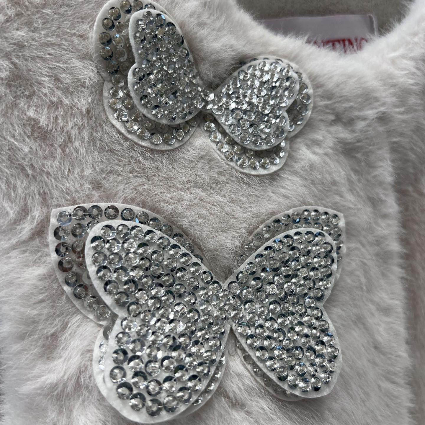 Valentino, new butterfly nail bead fur integrated vest jacket with eco-friendly fur fabric, butterfly finished sewing