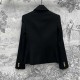 Loewe new style, black short suit jacket, three-dimensional cutting line design, customized gold buckle decoration, lapel design, suitable for daily commuting matching